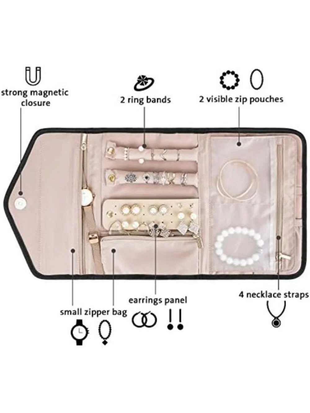 Foldable Travel Jewelry Organizer Case - Compact, Stylish & Versatile Storage